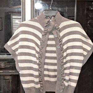 Garnet Hill Striped Button-Up Poncho